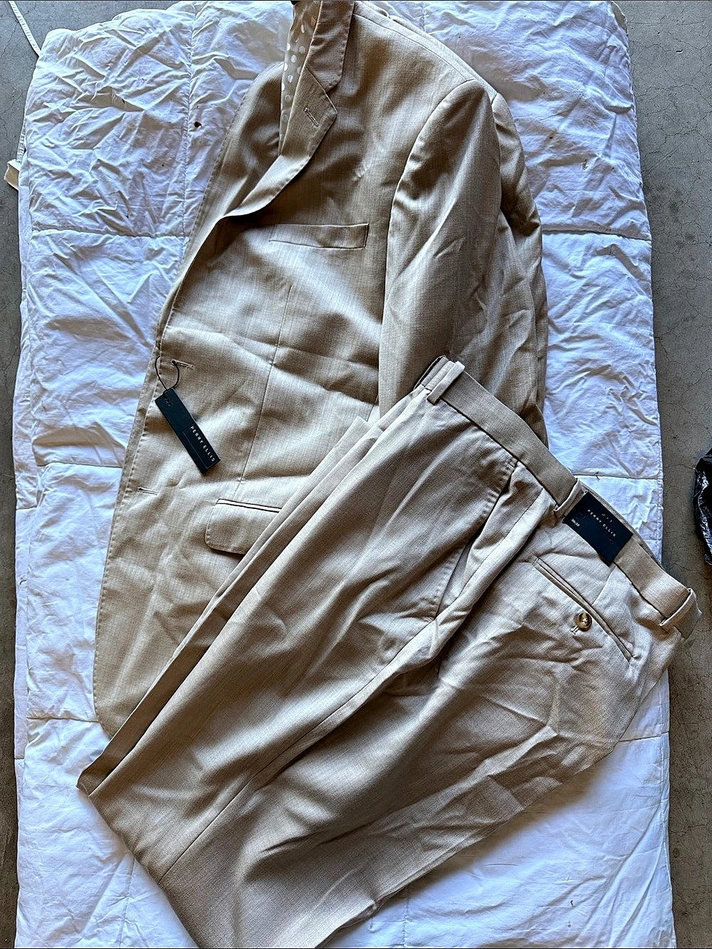 Perry Ellis Principles Suit Set Men's Beige Suit 36x32